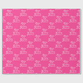 Papier Cadeau 40e anniversaire Nom de fête Hot rose Motif modern (Plat)