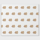 Papier Cadeau 40e anniversaire or blanc (Plat)
