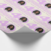 Papier Cadeau 40e anniversaire photo damask crème emballage viol (Coin)