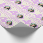 Papier Cadeau 40e anniversaire photo damask crème emballage viol (Coin)