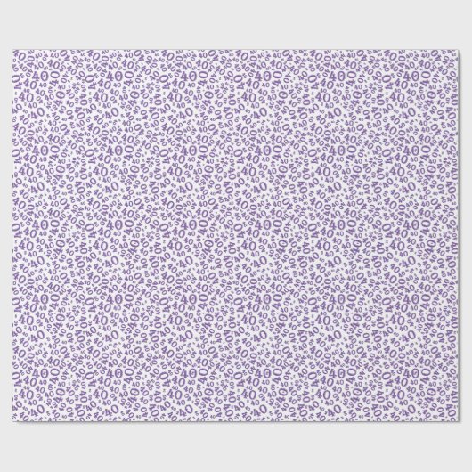 Papier Cadeau 40e anniversaire Purple & White Numéro Motif 40 (Plat)