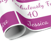 Papier Cadeau 40e anniversaire Rose fabuleusement 40 Papier à en (Coin rond)