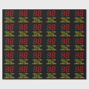 Papier Cadeau 40e anniversaire : Rouge Digital Horloge Style "40