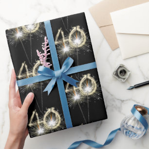 Papier Cadeau 40e anniversaire Sparklers sur l'écharpe noire