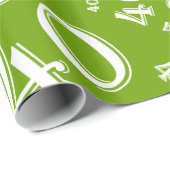 Papier Cadeau 40e anniversaire Vert et blanc Numéro Motif 40 (Coin rond)