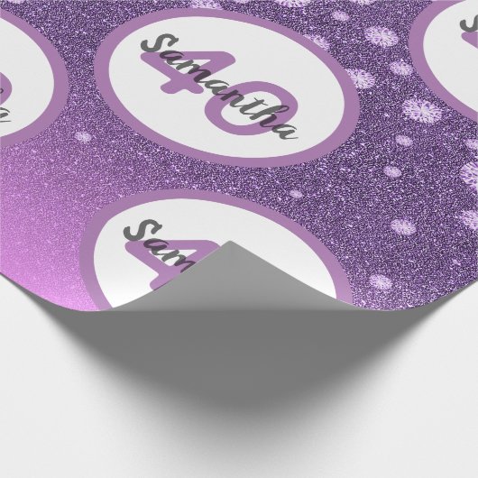 Papier Cadeau 40e anniversaire violet rose parties scintillant n (Coin)