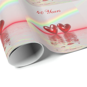 Papier Cadeau 40e Anniversary Ruby Hearts