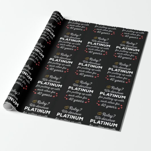 Papier Cadeau 40ème anniversaire du Mariage I - Ruby Funny Coupl (Déroulé)