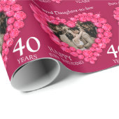 Papier Cadeau 40ème Ruby Mariage Anniversaire rouge coeur photo (Coin rond)