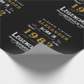 Papier Cadeau 40th Birthday 1982 Black Gold Ajouter Nom Légendai (Coin)
