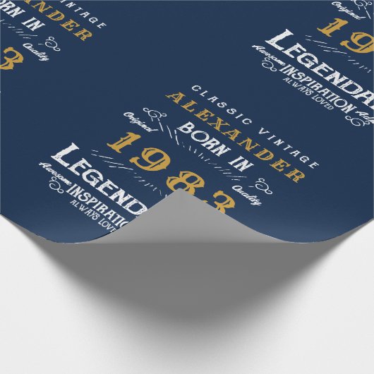 Papier Cadeau 40th Birthday Born 1983 Ajouter Nom Legend Blue Go (Coin)