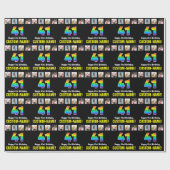 Papier Cadeau 41e anniversaire : Arc-en-ciel "41"; photos et nom (Plat)