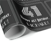 Papier Cadeau 41e anniversaire : Art Déco Inspiré Look "41" avec (Coin rond)