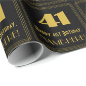 Papier Cadeau 41e anniversaire - Art Déco Inspiré Look "41" & No (Coin rond)