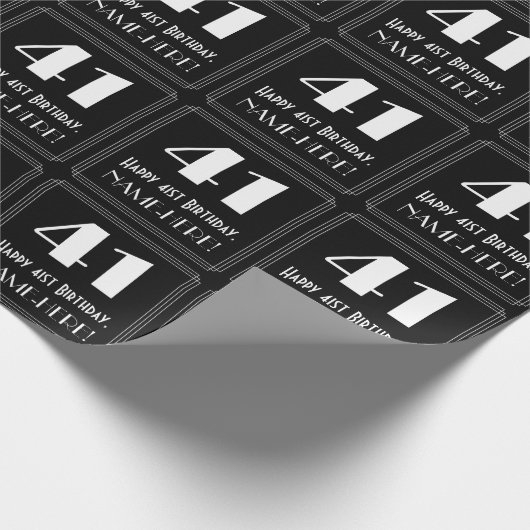 Papier Cadeau 41e anniversaire - Art Déco Inspiré Look "41", Nom (Coin)