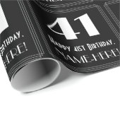 Papier Cadeau 41e anniversaire - Art Déco Inspiré Look "41", Nom (Coin rond)