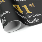 Papier Cadeau 41e anniversaire : Elégant luxe Faux Gold Look # (Coin rond)