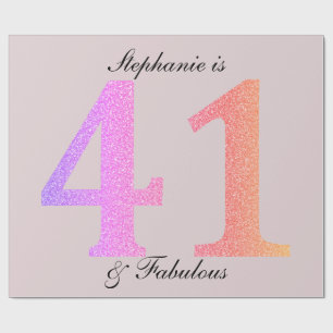 Papier Cadeau 41e Anniversaire Quarante et un Fabuleux Blush Ros