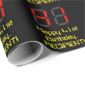 Papier Cadeau 41e anniversaire : Rouge Digital Horloge Style "41 (Coin rond)