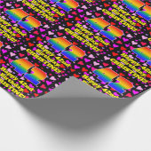 Papier Cadeau 42e anniversaire : Amour Hearts Motif, Arc en ciel (Coin)