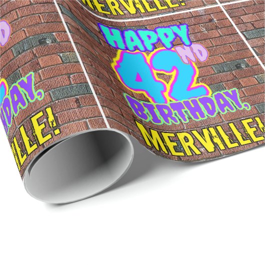 Papier Cadeau 42e anniversaire : Amusant, Graffiti urbain inspir (Coin rond)