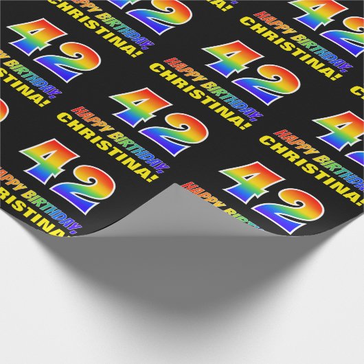 Papier Cadeau 42e anniversaire : Bold, amusant, simple, arc-en-c (Coin)