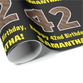 Papier Cadeau 42e anniversaire : Nom et Faux Motif de grains de  (Coin rond)