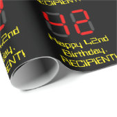 Papier Cadeau 42e anniversaire : Rouge Digital Horloge Style "42 (Coin rond)