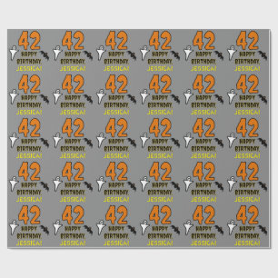 Papier Cadeau 42e anniversaire : Thème d'Halloween Éffrayant, No