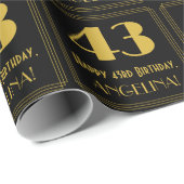 Papier Cadeau 43e anniversaire ~ Art Déco Inspiré Look "43", Nom (Coin rond)