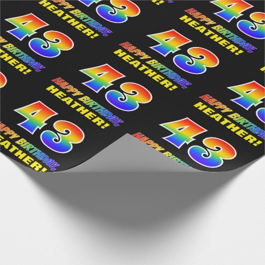 Papier Cadeau 43e anniversaire : Bold, amusant, simple, arc-en-c (Coin)