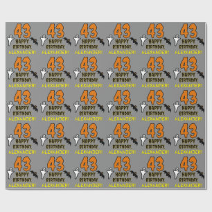 Papier Cadeau 43e anniversaire : Thème d'Halloween Éffrayant, No