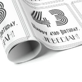 Papier Cadeau 43ème anniversaire : Art Déco Style inspiré "43" + (Coin rond)
