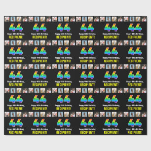 Papier Cadeau 44e anniversaire : Arc-en-ciel "44"; Photos person