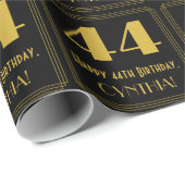 Papier Cadeau 44e anniversaire ~ Art Déco Inspiré Look "44", Nom (Coin rond)