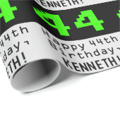 Papier Cadeau 44e anniversaire - Nerdy / Geeky Style "44" et nom (Coin rond)