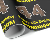 Papier Cadeau 44e anniversaire : Nom et Faux Motif de grains de  (Coin rond)