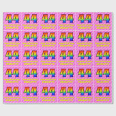 Papier Cadeau 44e anniversaire : Pink Stripes & Hearts, Arc en c (Plat)