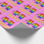 Papier Cadeau 44e anniversaire : Pink Stripes & Hearts, Arc en c (Coin)