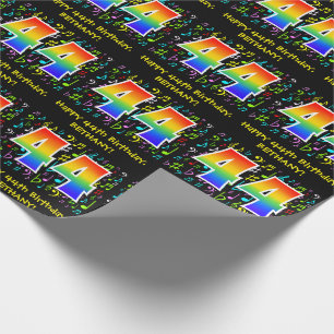 Papier Cadeau 44e anniversaire : Symboles de musique colorée, A