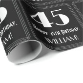 Papier Cadeau 45e anniversaire - Art Déco Inspiré Look "45", Nom (Coin rond)