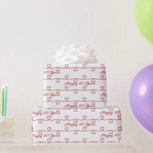 Papier Cadeau 45e Anniversaire Cœurs Rouges