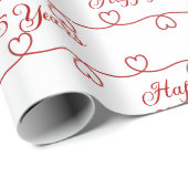 Papier Cadeau 45e Anniversaire Cœurs Rouges (Coin rond)