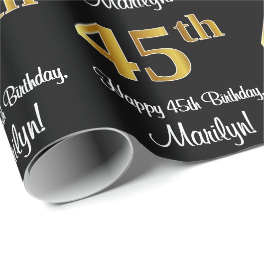 Papier Cadeau 45e anniversaire : Elégant luxe Faux Gold Look # (Coin rond)