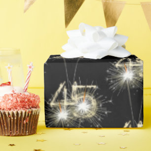 Papier Cadeau 45e anniversaire Sparklers en noir