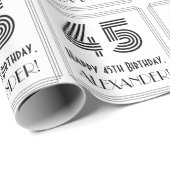 Papier Cadeau 45ème anniversaire : Art Déco Style inspiré "45" + (Coin rond)