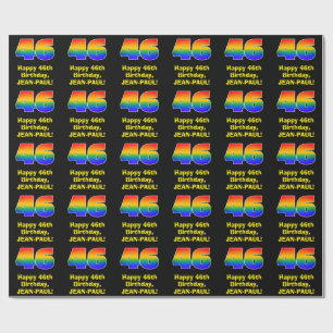 Papier Cadeau 46e anniversaire : Amusant, coloré arc-en-ciel ins