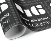 Papier Cadeau 46e anniversaire : Art Déco Inspiré Look "46" & No (Coin rond)