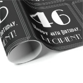 Papier Cadeau 46e anniversaire - Art Déco Inspiré Look "46", Nom (Coin rond)
