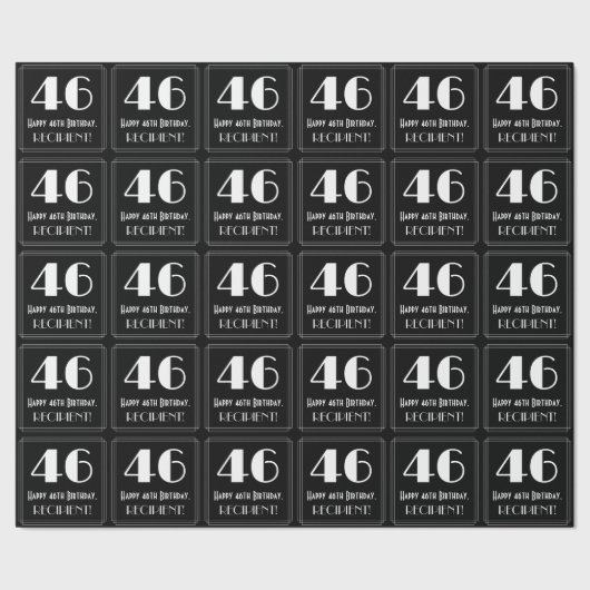 Papier Cadeau 46e anniversaire - Art Déco Inspiré Look "46", Nom (Couture)